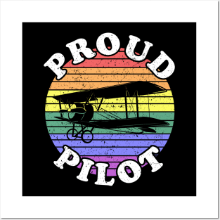 Retro LGBT Proud Pilot BiPlane Posters and Art